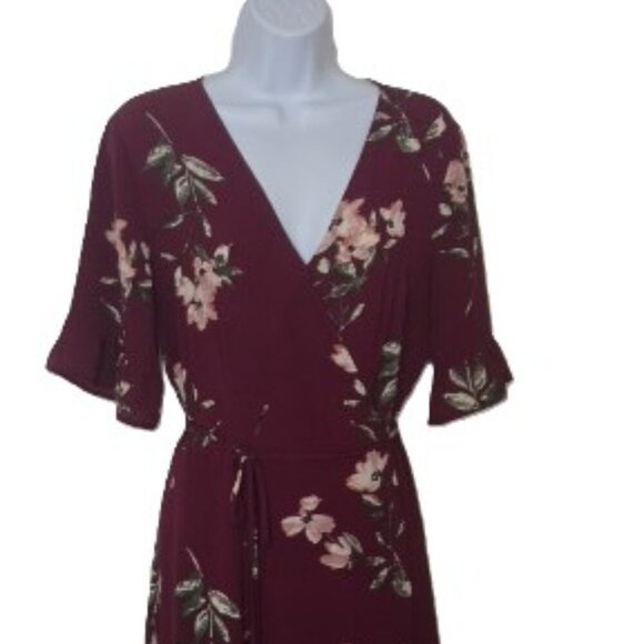 Lulus September Sunsets Burgundy Floral Print Wrap Maxi Dress - Picture 7 of 10